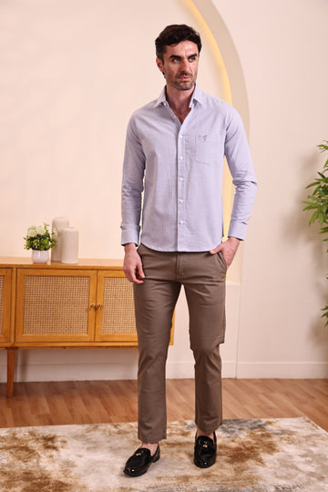 Men’s Cotton Blue Slim Fit Checked Shirt – Casual & Formal Wear