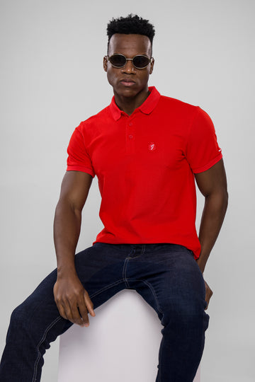 Men's Classic Red Polo T-Shirt – Slim Fit | Embroidered Logo | Soft Cotton Blend