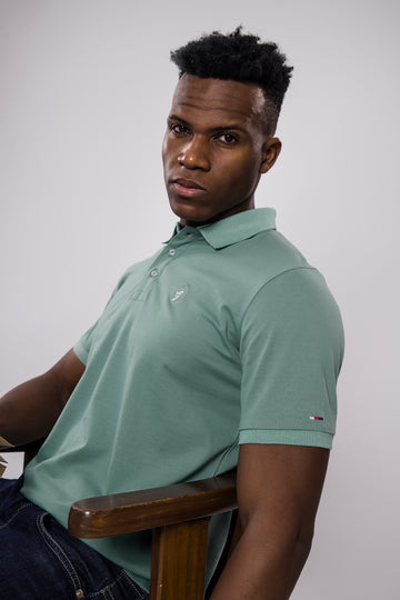 Men’s Slim Fit Polo T-Shirt – Soft Cotton Blend – Light Green