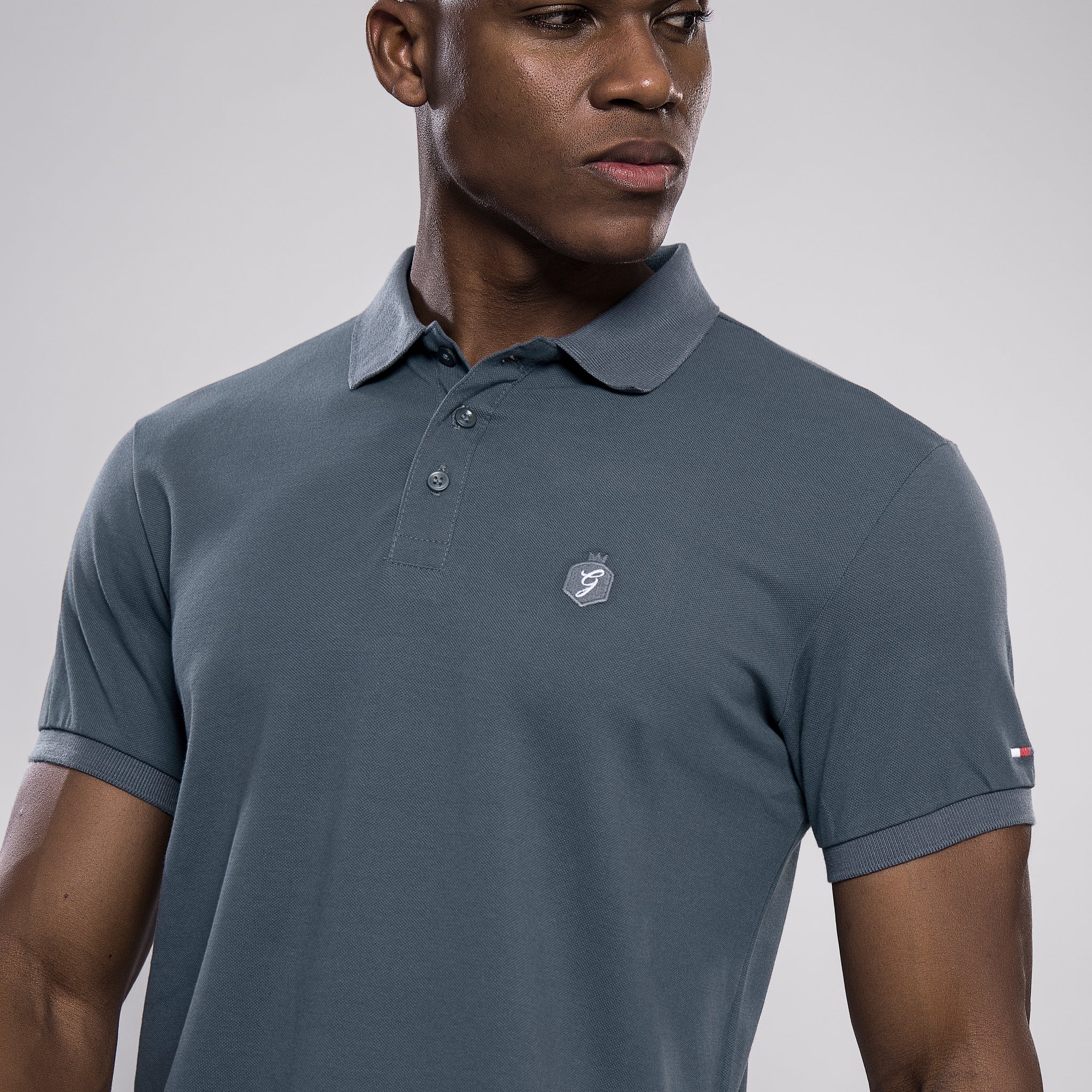 EMBRIODERY CLASSIC CHARCOAL GREY  SOLID POLO
