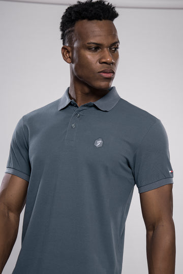 EMBRIODERY CLASSIC CHARCOAL GREY  SOLID POLO