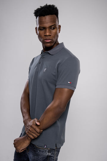 EMBRIODERY CLASSIC CHARCOAL GREY  SOLID POLO