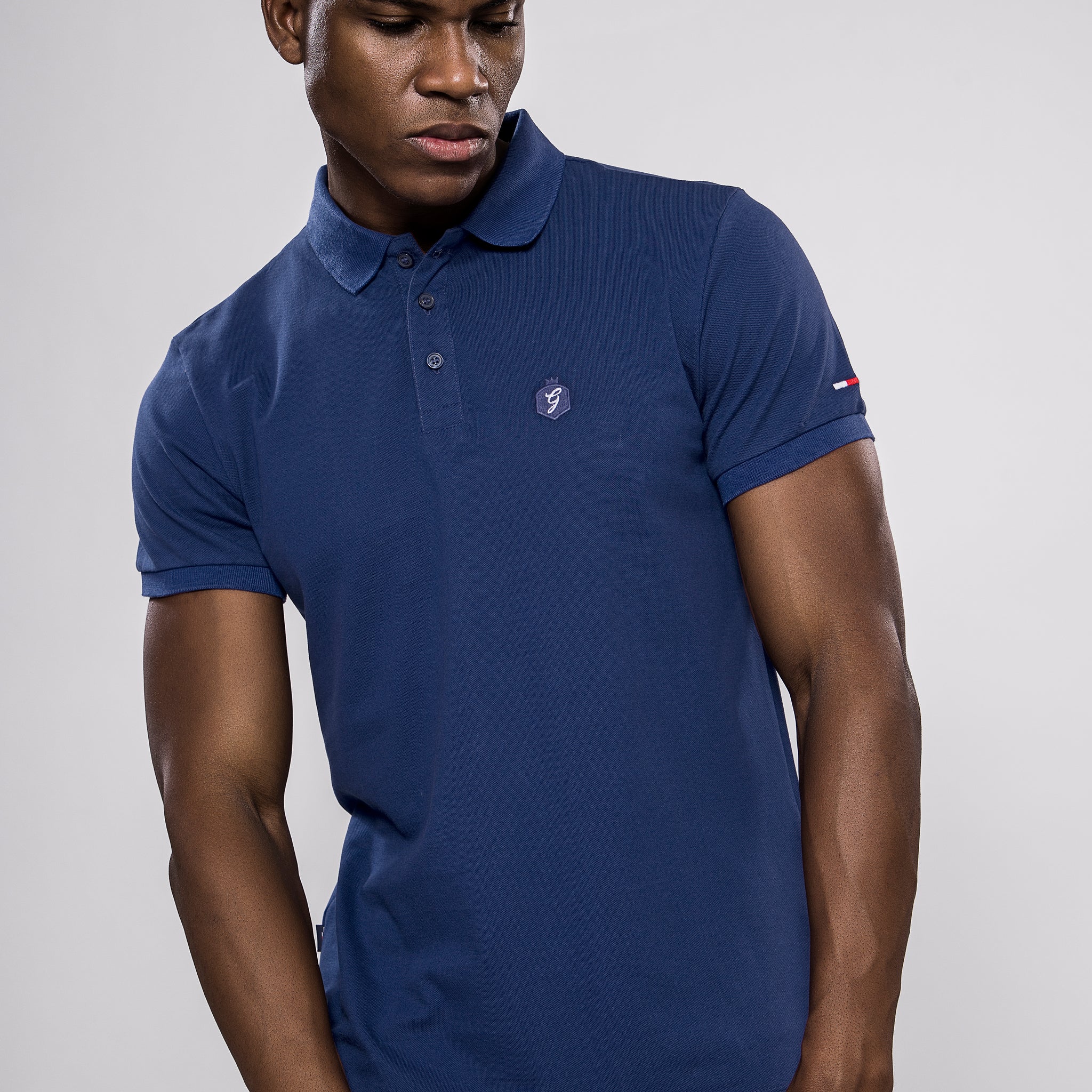 Men’s Neon Navy Blue Polo T-Shirt – Slim Fit Cotton Blend