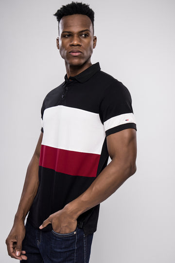 Men’s Colorblock Polo T-Shirt – Black