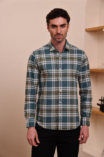 Men’s Cotton Checks Shirt – Full Sleeves, Slim Fit
