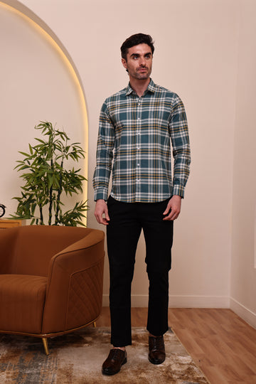 Men’s Cotton Checks Shirt – Full Sleeves, Slim Fit