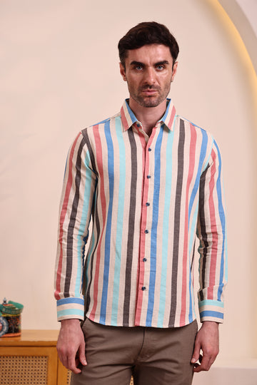 Men’s Cotton Striped Shirt – Casual & Stylish