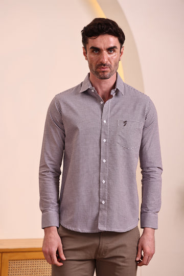 Men’s Cotton Brown Slim Fit Check Shirt – Casual & Formal Wear