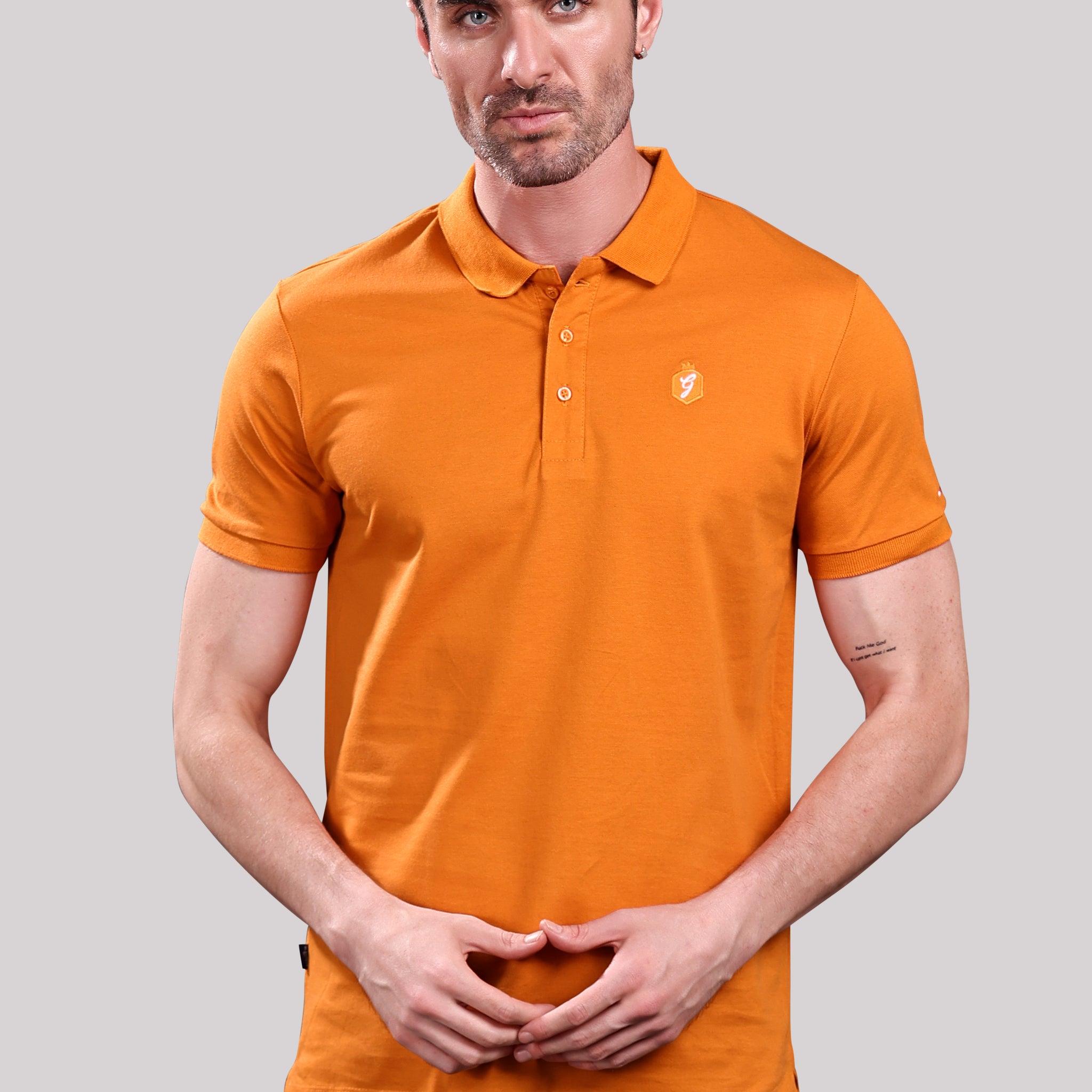 Men’s Classic Peach Caramel Polo T-Shirt – Casual Slim Fit